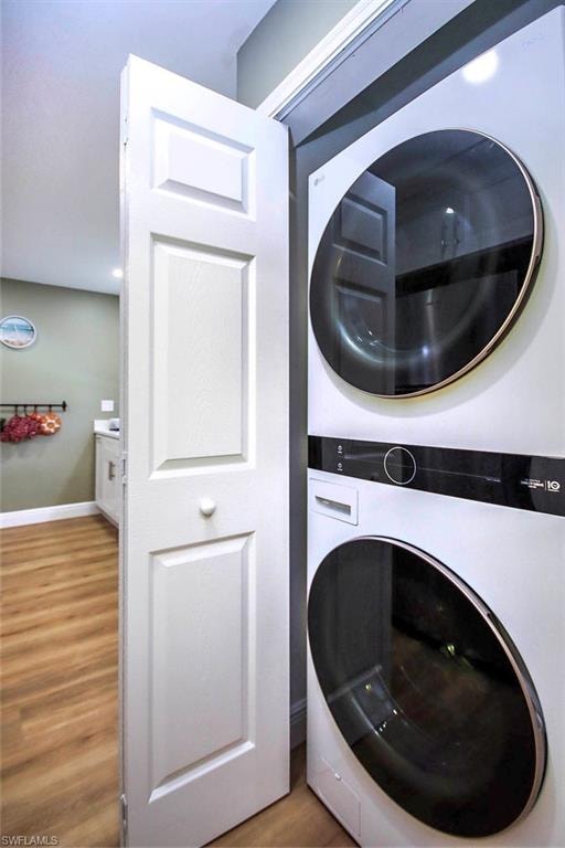Laundry area with stacked washer
