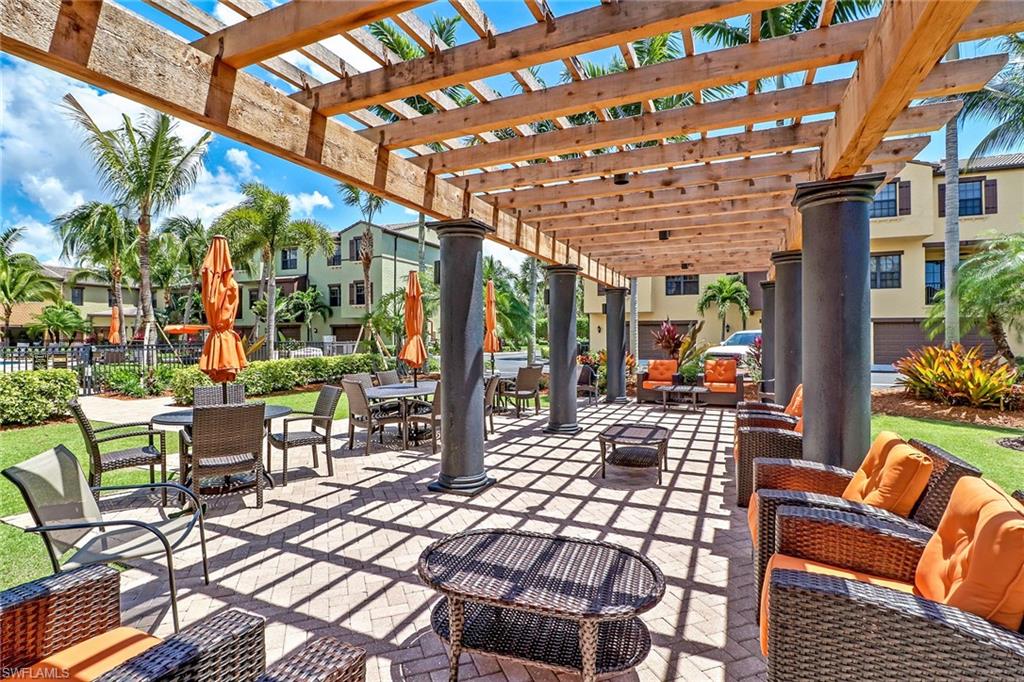 View of patio / terrace featuring outdoor lounge area and a pergola
