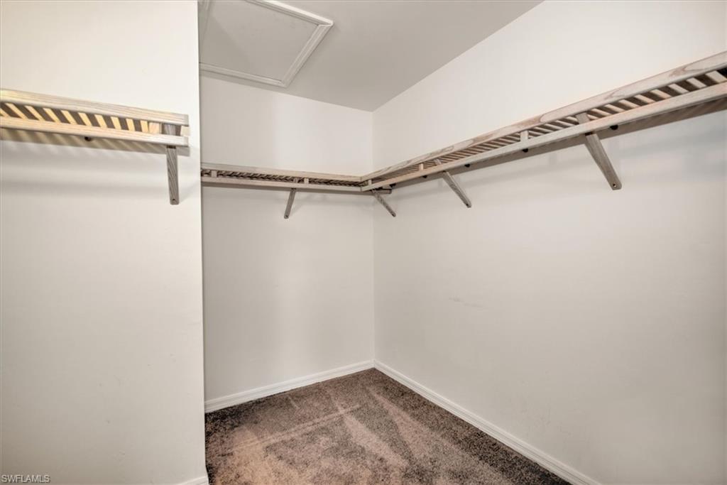 Extra large Walk in closet with carpet