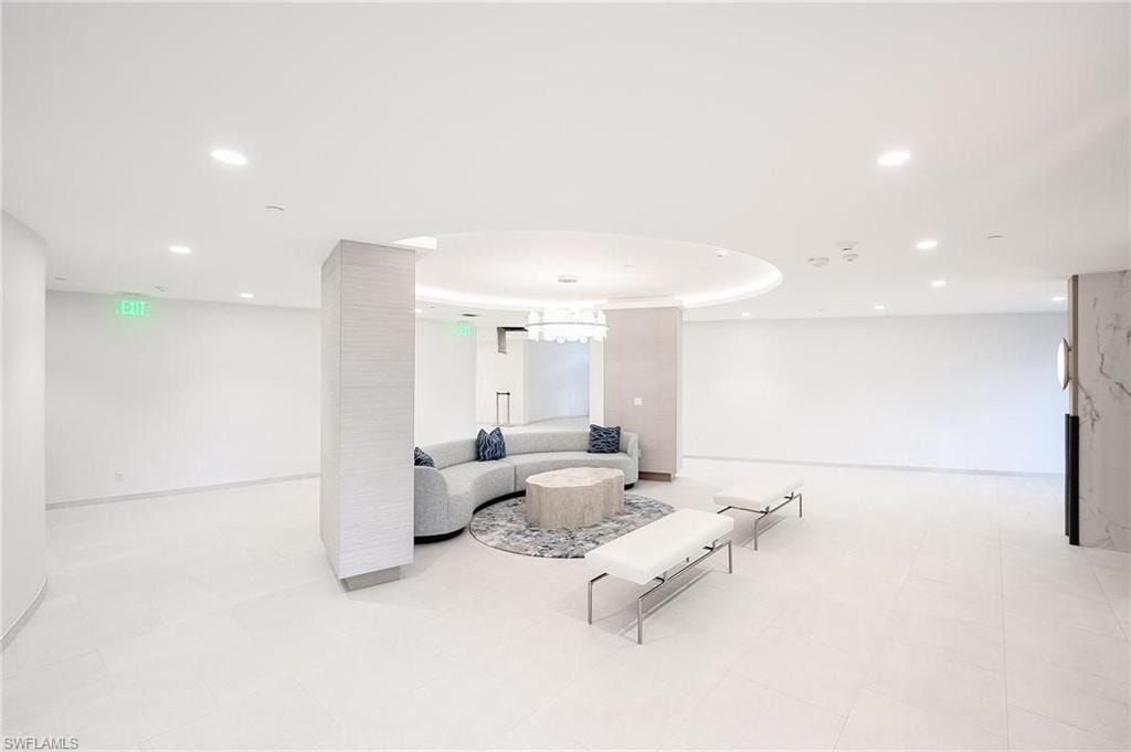 Living area with recessed lighting