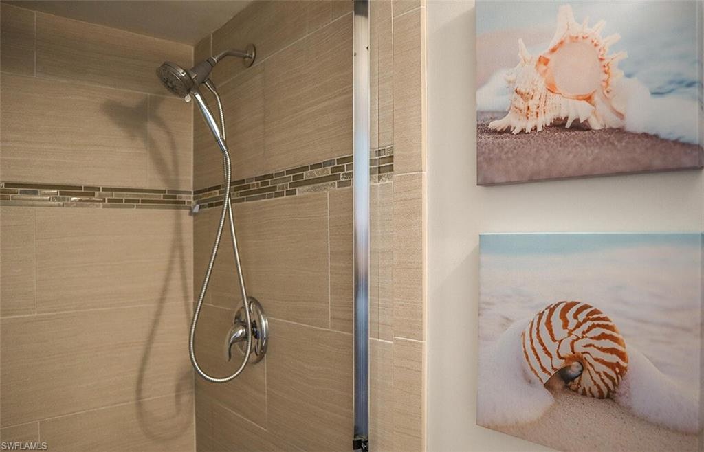 Interior details with a tile shower