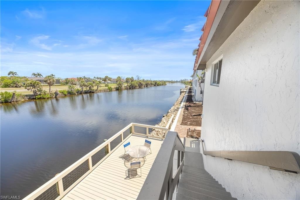 View of dock featuring a water view and a balcony
