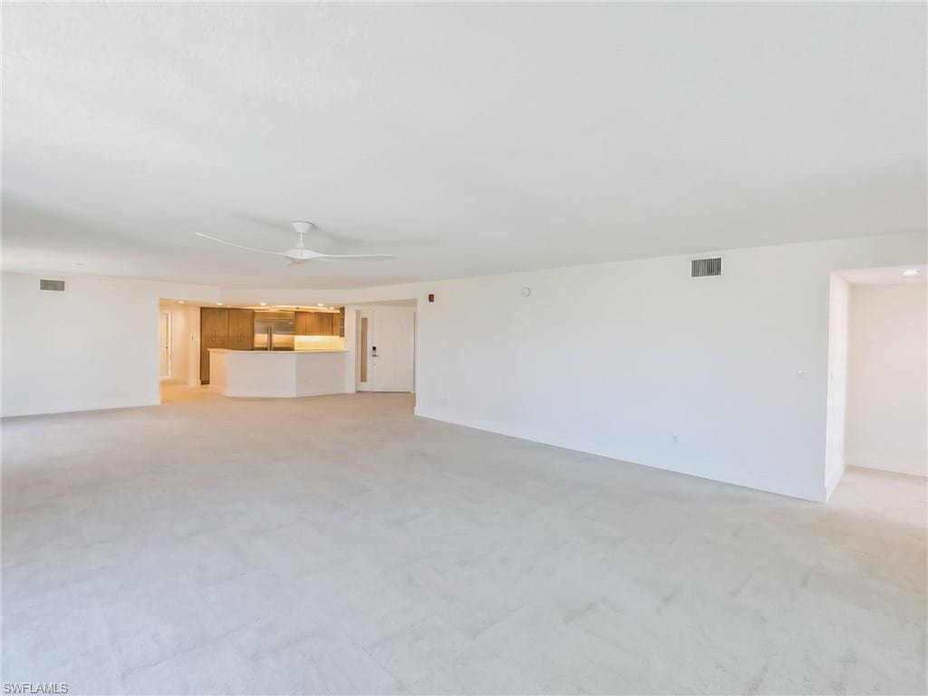 View of the living dining kitchen areas from the ocean side