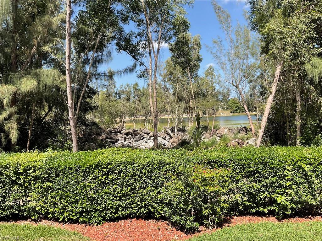 View of yard with a water view
