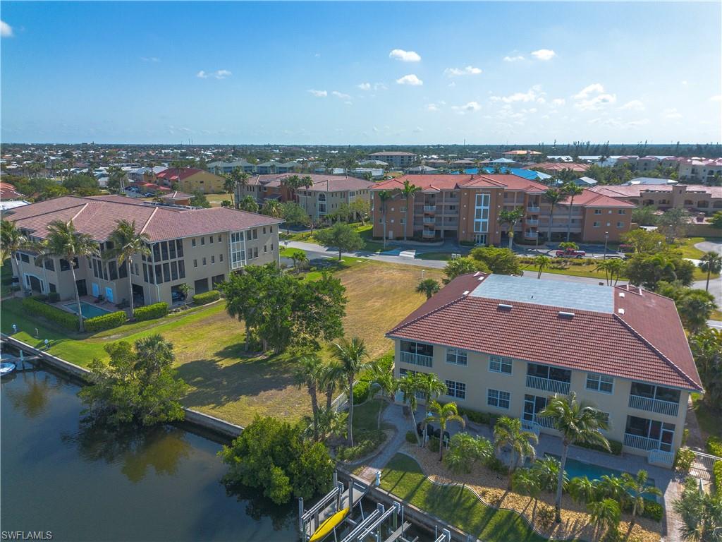 Bird's eye view of a nearby body of water