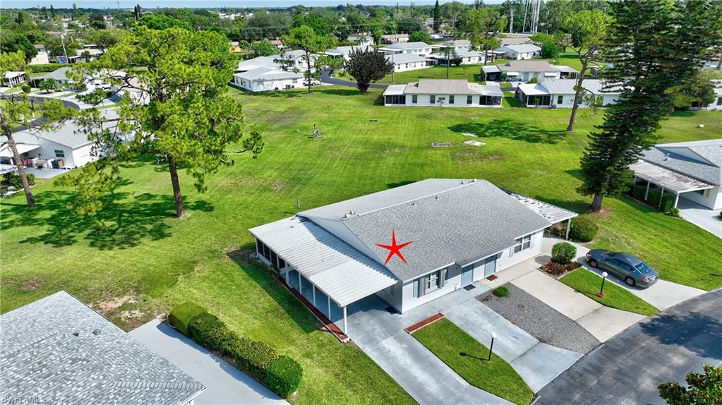 Aerial perspective of suburban area
