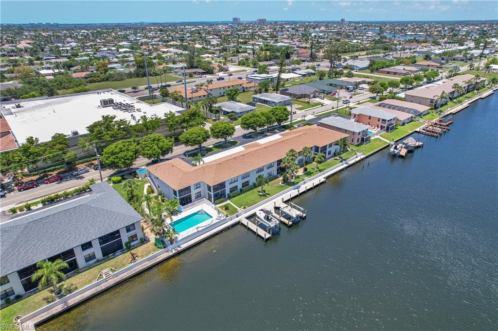 Bird's eye view of a nearby body of water