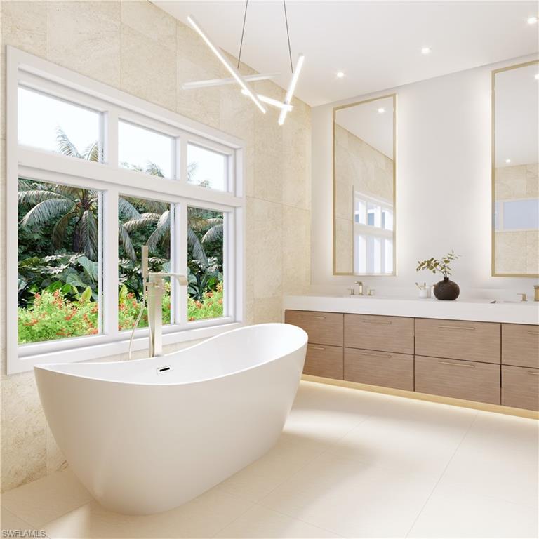 Master Bath with double vanity, separate tub and shower