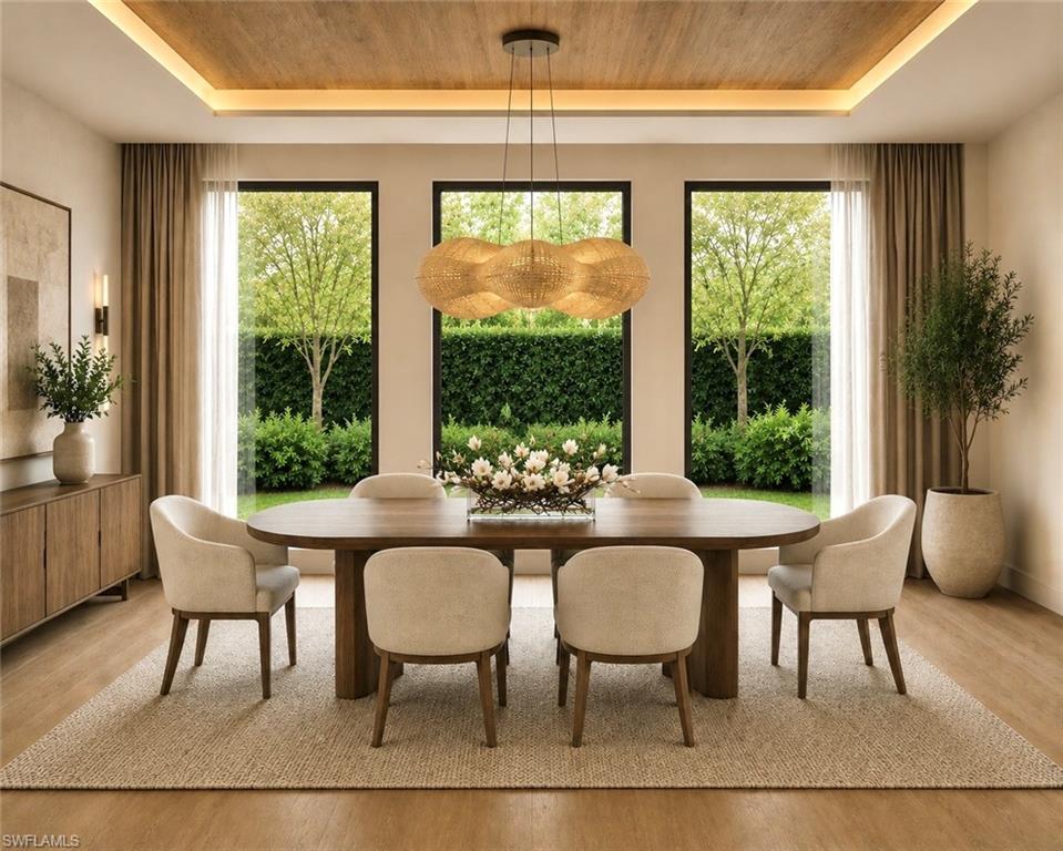 Rendering of the Dining Room (actual furnishings)