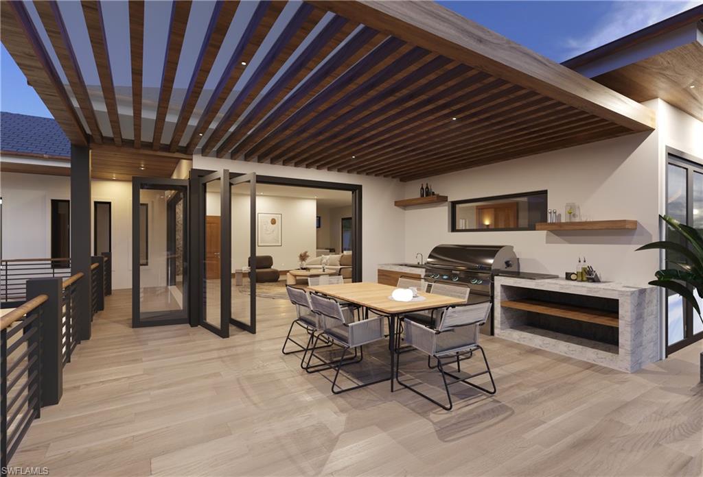 Dining area featuring light wood-style floors