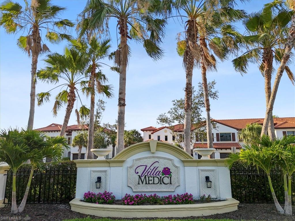 Community sign featuring a residential view