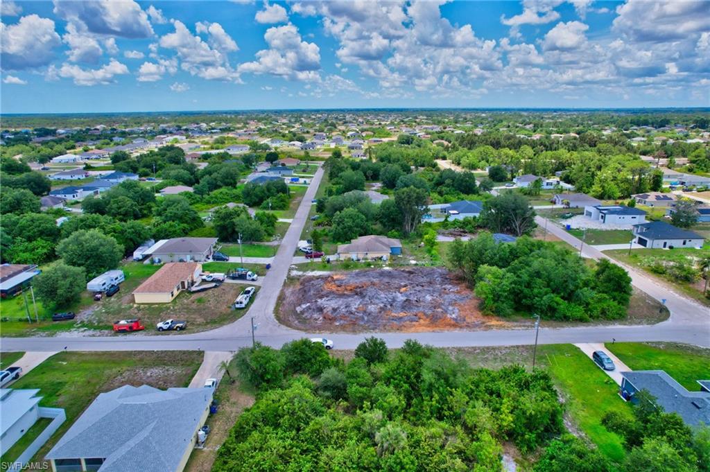 Aerial perspective of suburban area