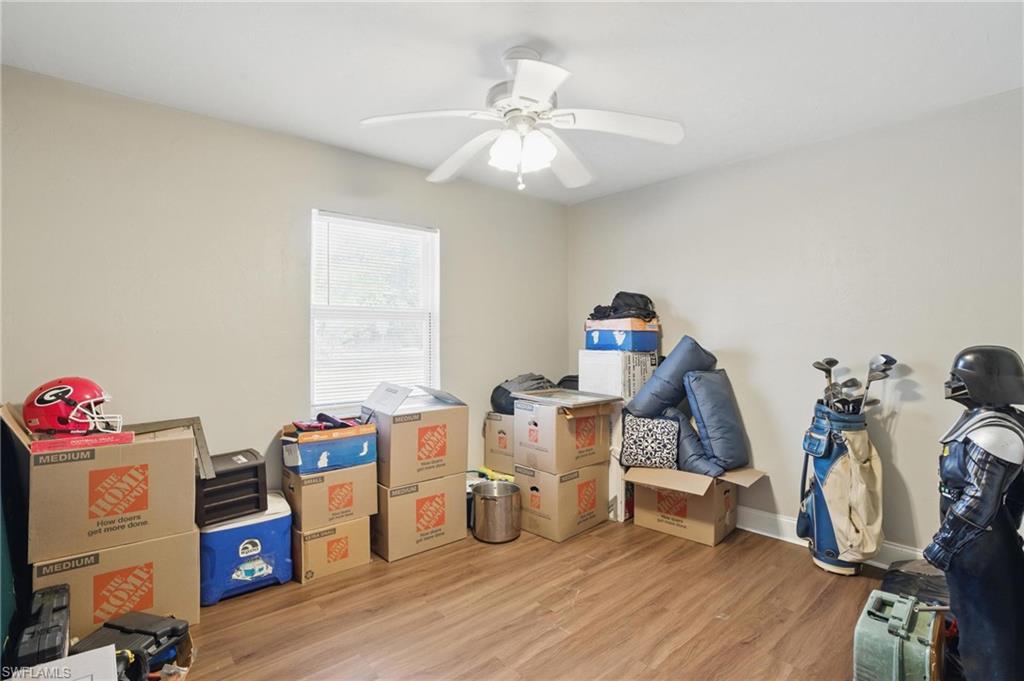 Storage with ceiling fan