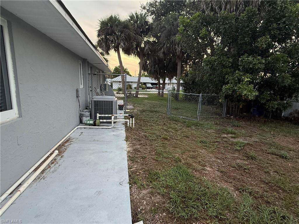 View of yard at dusk