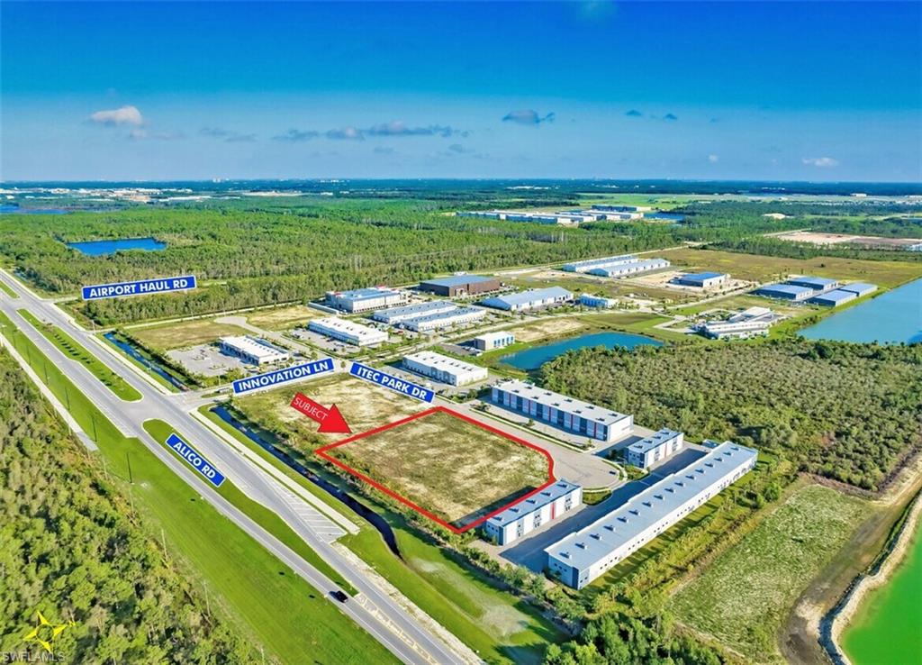 View of property location with property parcel outlined and a nearby body of water