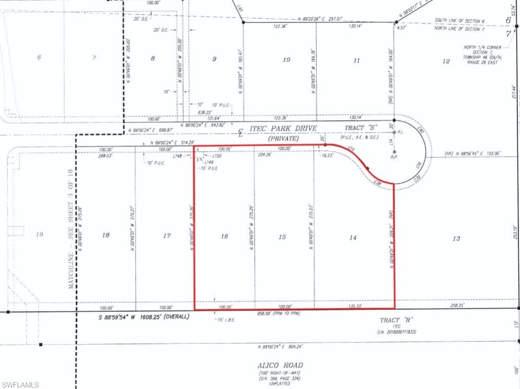 Map showing property parcels