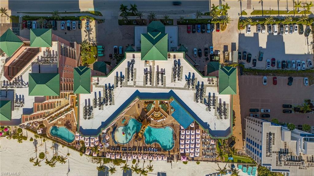 Drone / aerial view of a pool