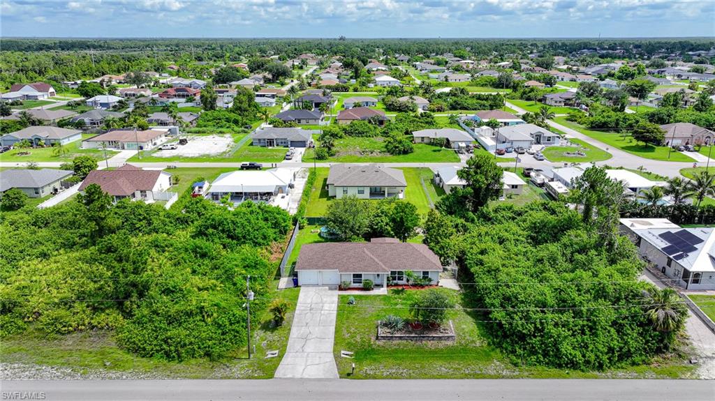 Aerial perspective of suburban area
