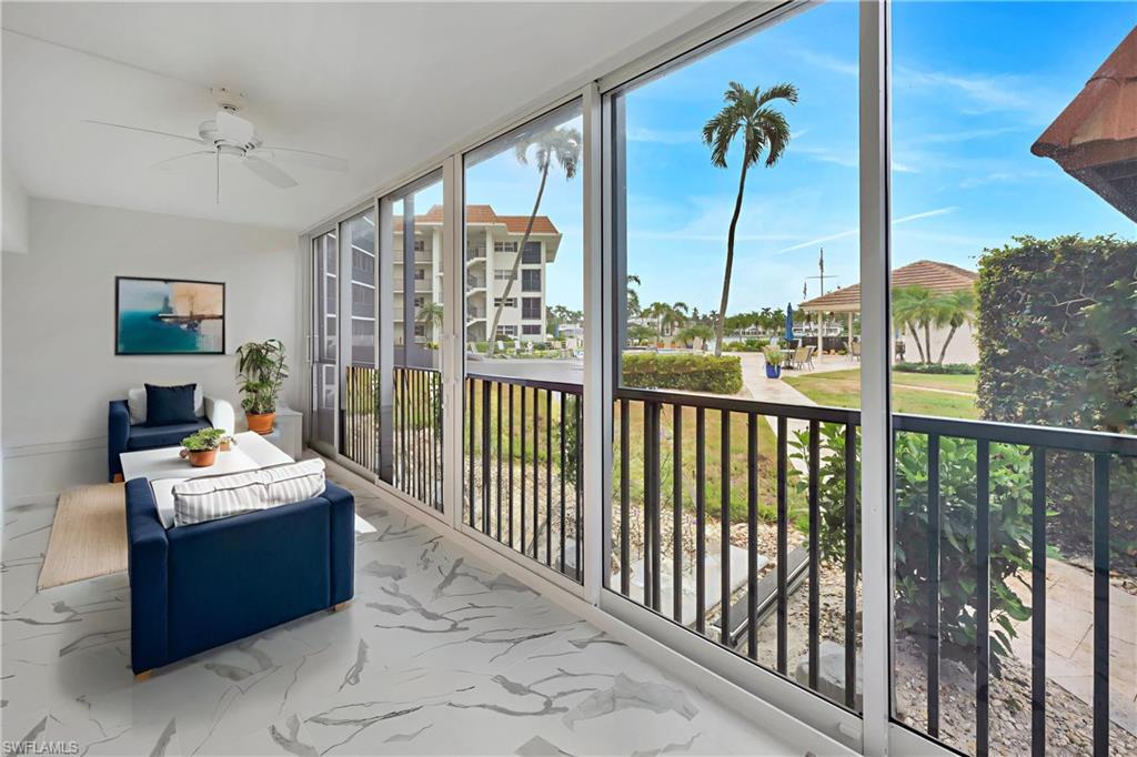 Virtually staged to show furniture options-Sliders do open.