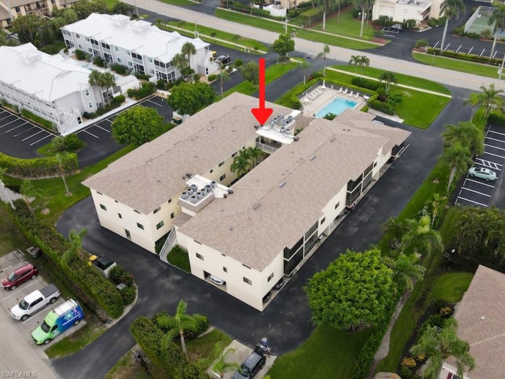 Aerial view of a pool area