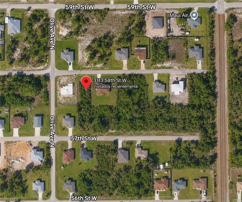 Aerial Map. Displaying the property at 3113 58th St W, along with surrounding street grid and parcels