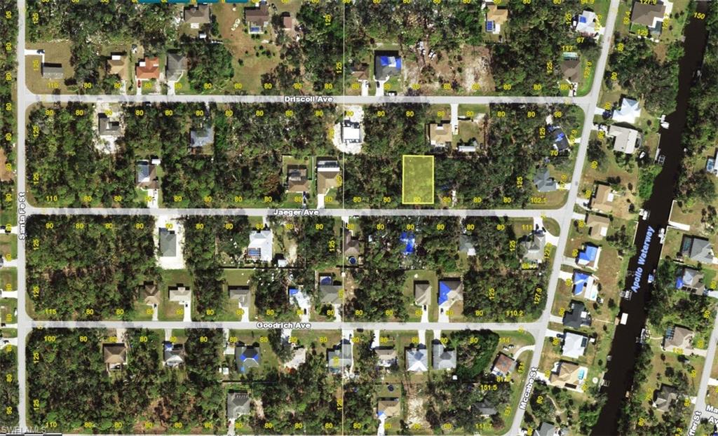 Aerial overview of property's location with property boundaries highlighted
