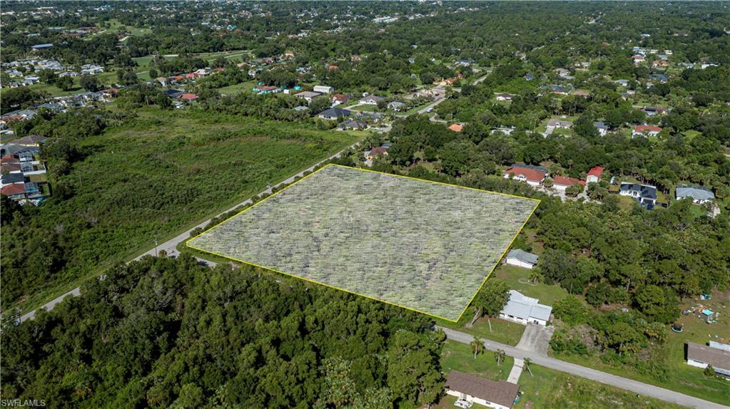 Aerial overview of property's location with property boundaries highlighted