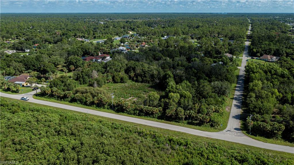 Aerial view of a wooded area
