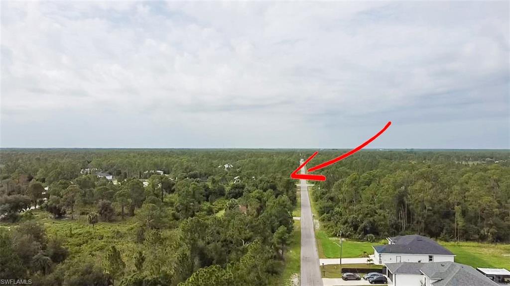 Aerial view of a heavily wooded area