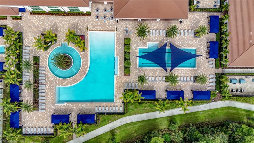 Clubhouse has 25 meter lap pool, resistance pool, resort pool, hot tub