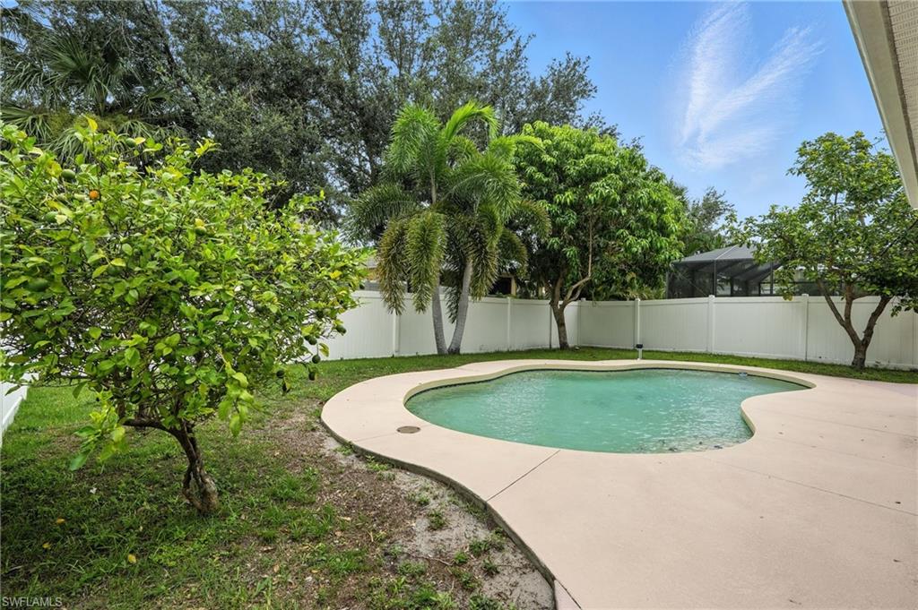 View of swimming pool featuring a fenced backyard and a patio