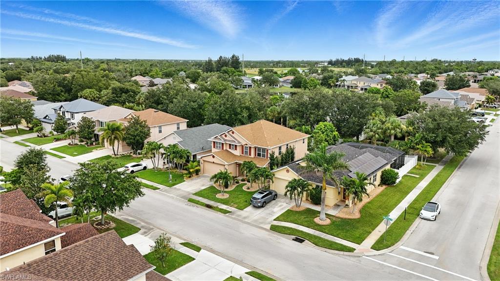 Aerial perspective of suburban area