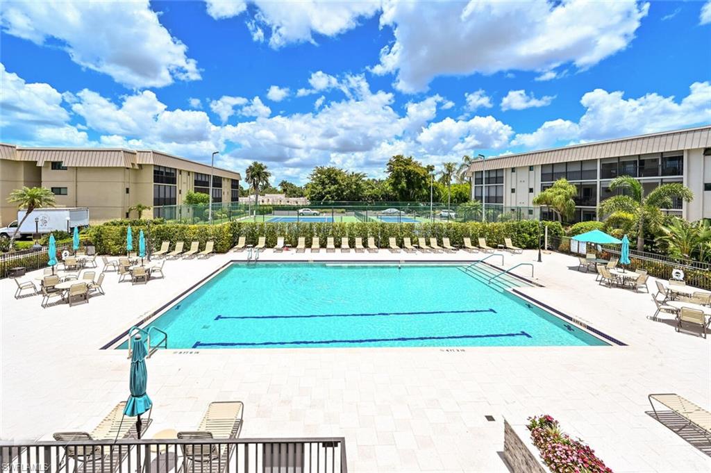 Heated pool and large deck with furniture