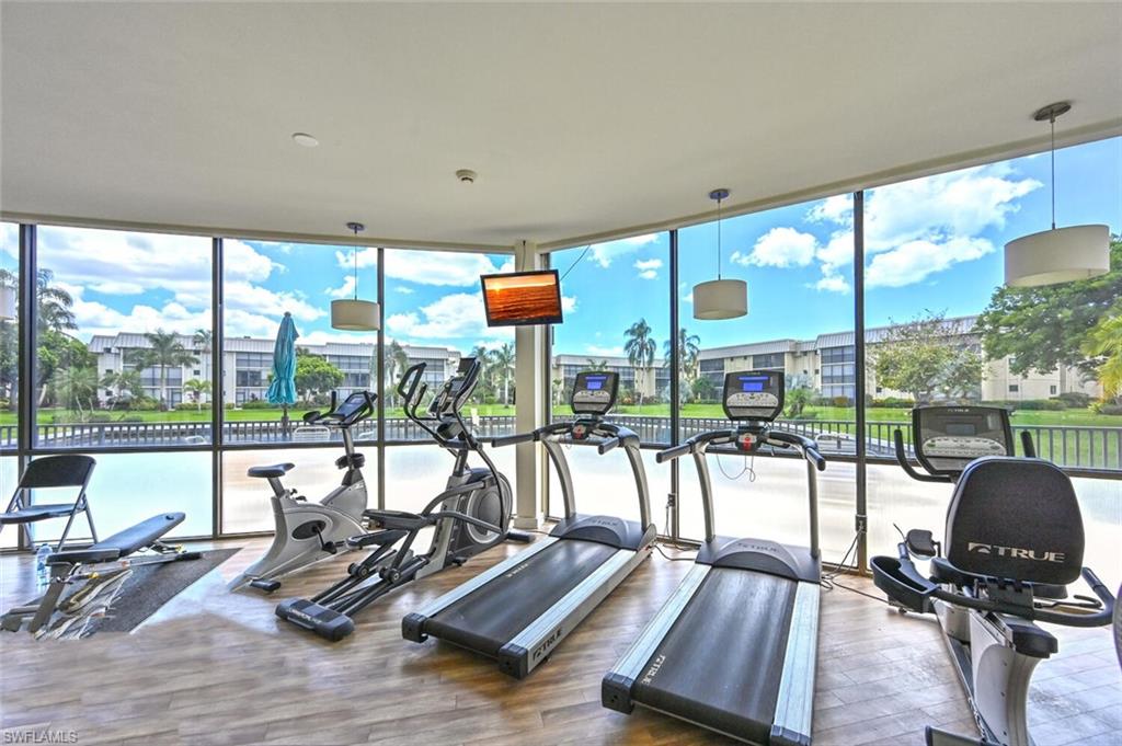 Workout equipment-overlooks lake