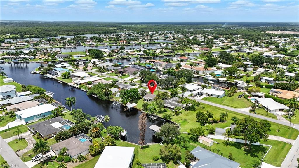 Aerial view of residential area on the Caloosahatchee River