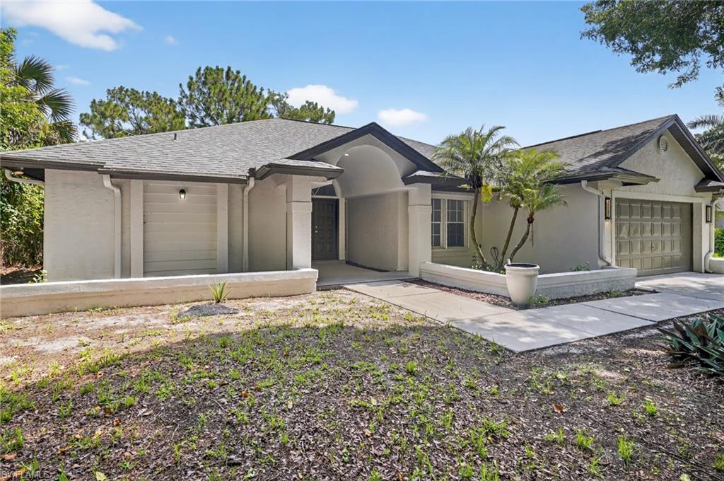 Single story home with a 2 car garage.