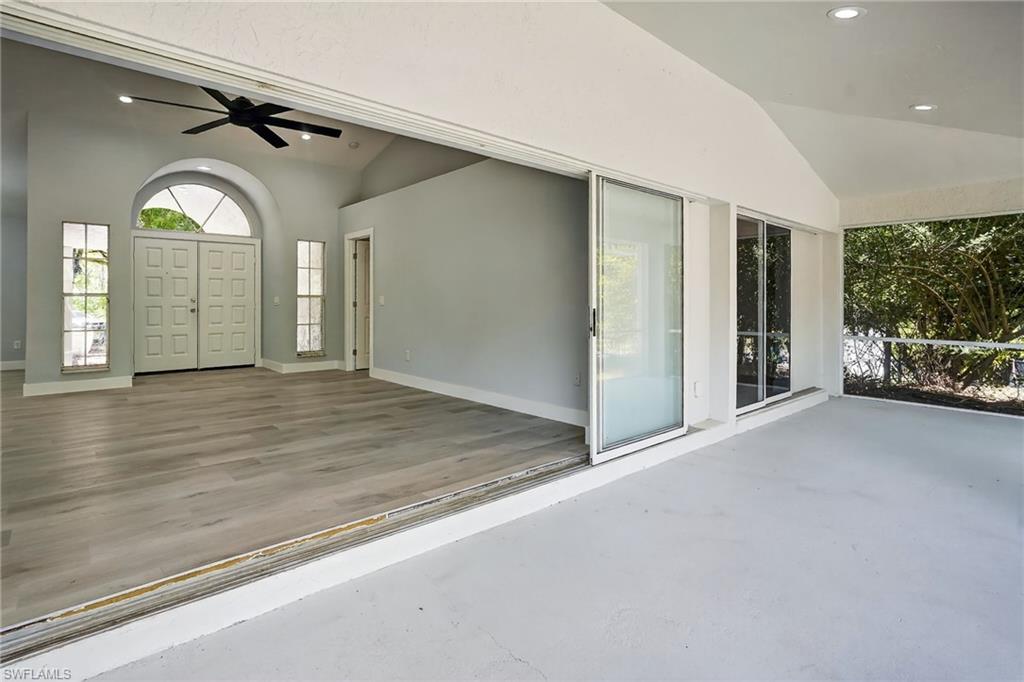 Pocket sliding glass doors located off of the living room.