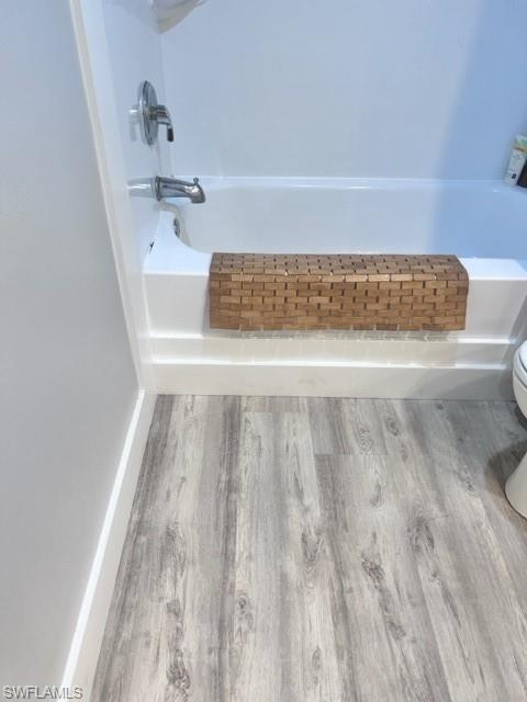 Bathroom view of wood finished floors