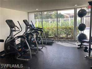 Workout area featuring expansive windows and plenty of natural light