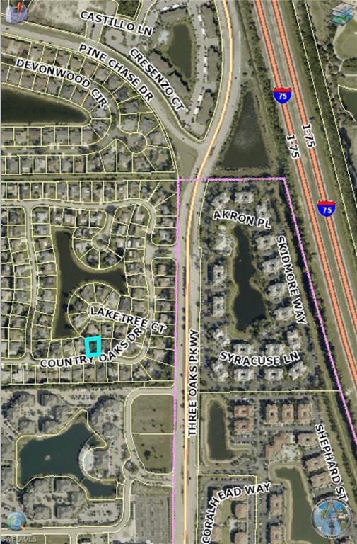 Aerial view of property's location with property boundaries highlighted