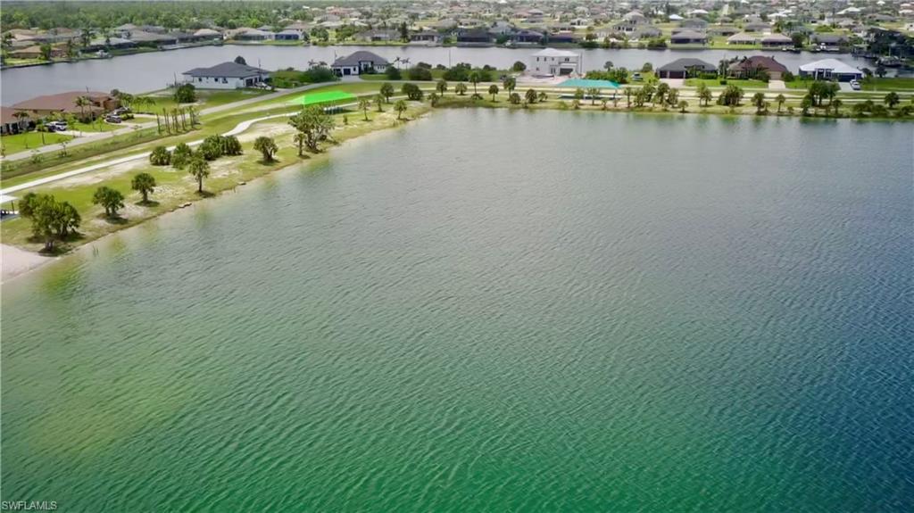 Aerial view of a large body of water
