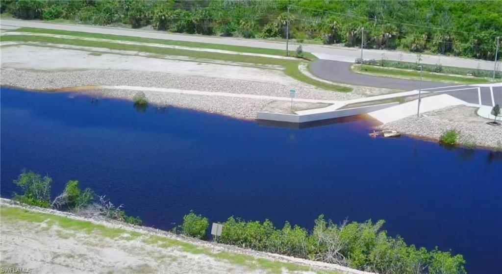 Bird's eye view of a nearby body of water