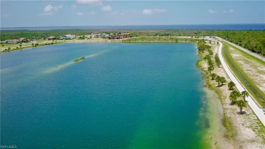 Drone / aerial view of a nearby body of water