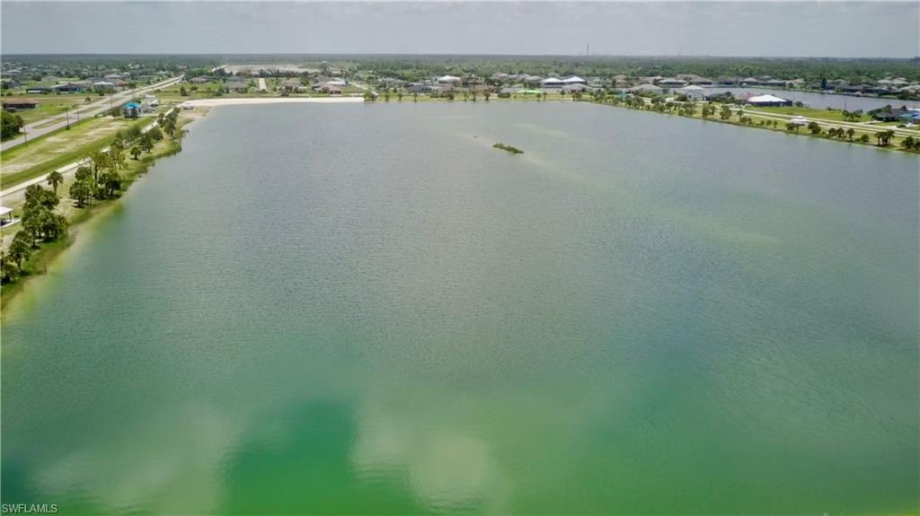 Aerial view of a large body of water