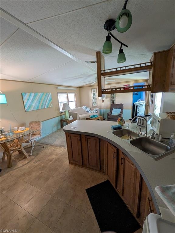 kitchen and living area