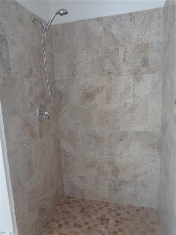Master bedroom bathroom featuring a tile shower