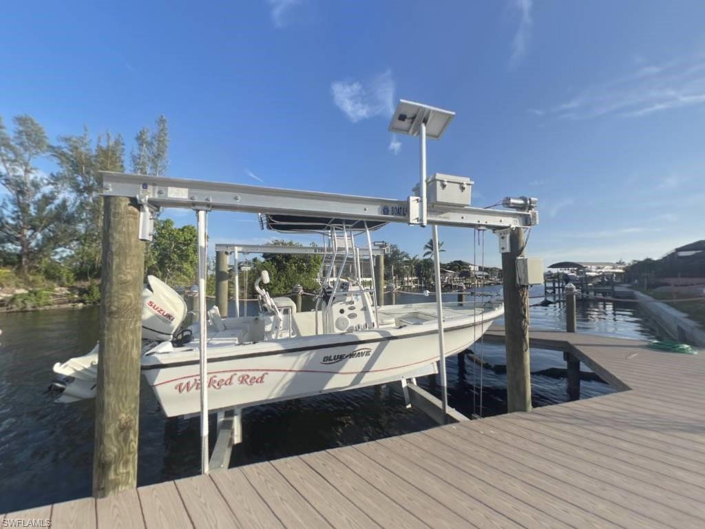 solar powered lift, dock with captains walk, (boat not included)