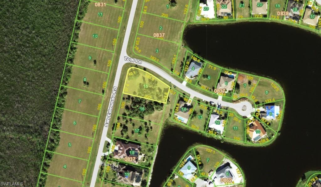 Aerial view of property's location featuring property boundaries highlighted
