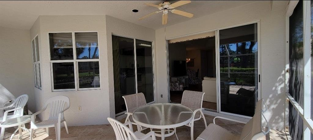 View of lanai with ceiling fan