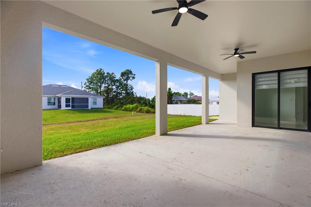 View of patio / terrace featuring ceiling fan